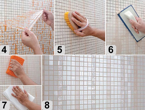 Как крепить мозаику на сетке