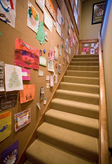 staircase wall cork board