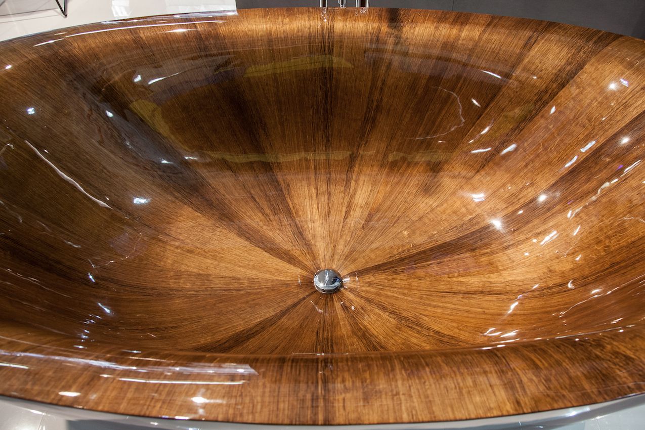The sunburst pattern of the wood construction is very dramatic.