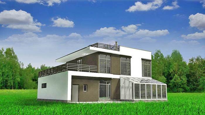 проекты двухэтажных домов с плоской крышей
