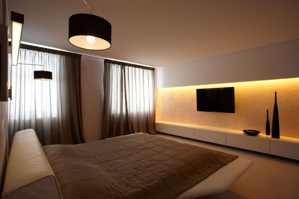 Простой интерьер спальни в стиле минимализма