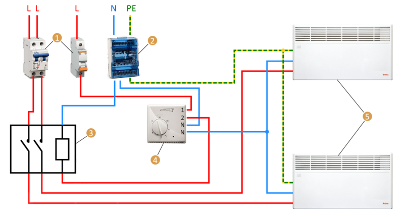 Подключение электрических конвекторов через контактор
