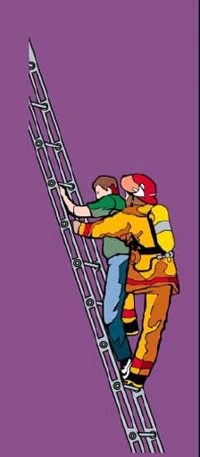 Эвакуация пострадавшего при помощи ручной пожарной лестницы
