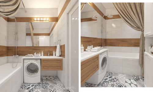 Сочетание камня и дерева в интерьере ванной. Применить плитку под дерево в интерьер ванной комнаты можно несколькими способами.