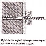 Схема крепления дюбелем