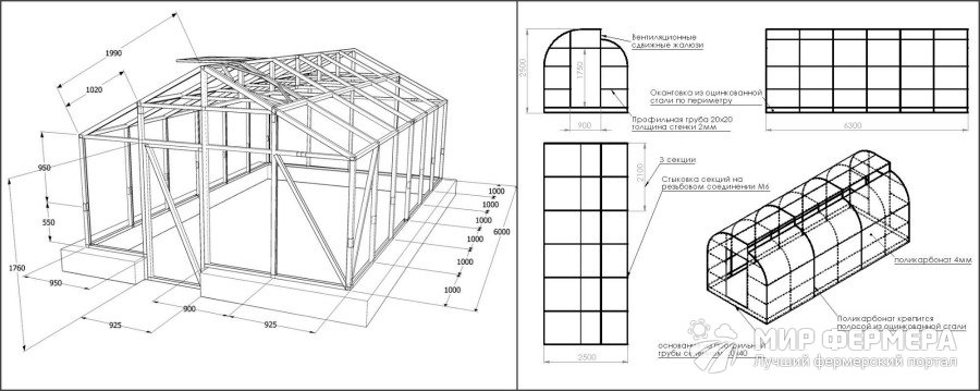 Металлический каркас теплицы