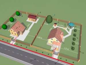 Эскиз правильного расположения строений относительно границ