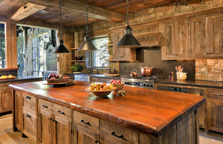 кухня с деревянными фасадами