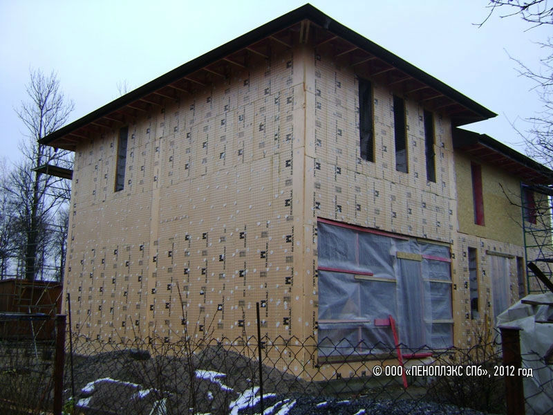 Фото — утепление фасада дома пеноплексом