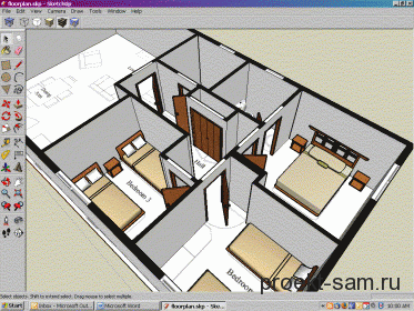 внутренняя планировка дома в программе Google Sketchup