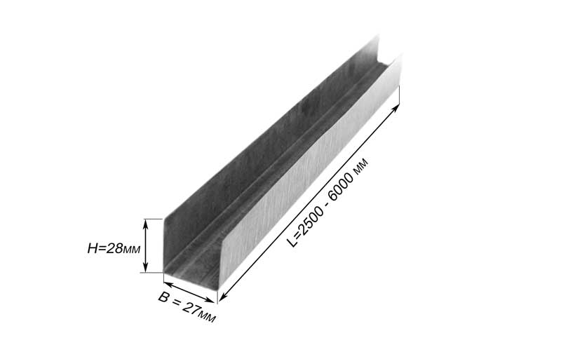 Профиль потолочный направляющий 27х28 