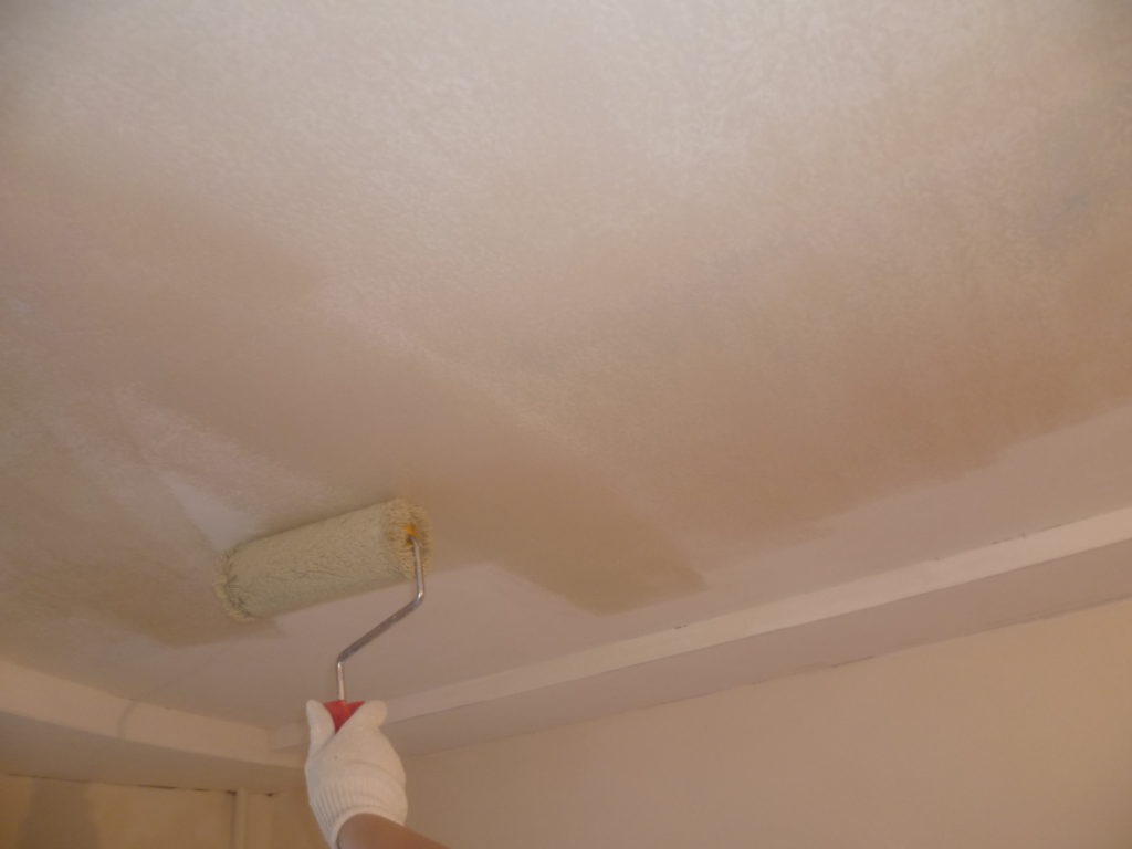 Грунтовка потолка перед нанесением водоэмульсионной краски