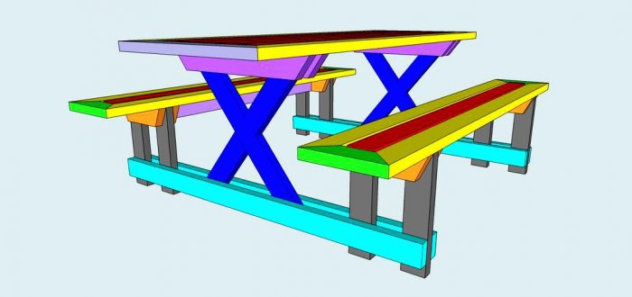 Стол с лавками для сада