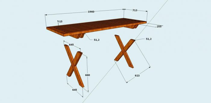 Стол с лавками для сада
