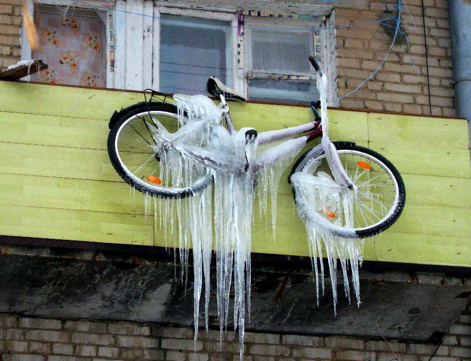 Плохие места для хранения велосипедов зимой 