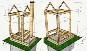 Как выполнить дачный туалет своими руками - схема кабинки.