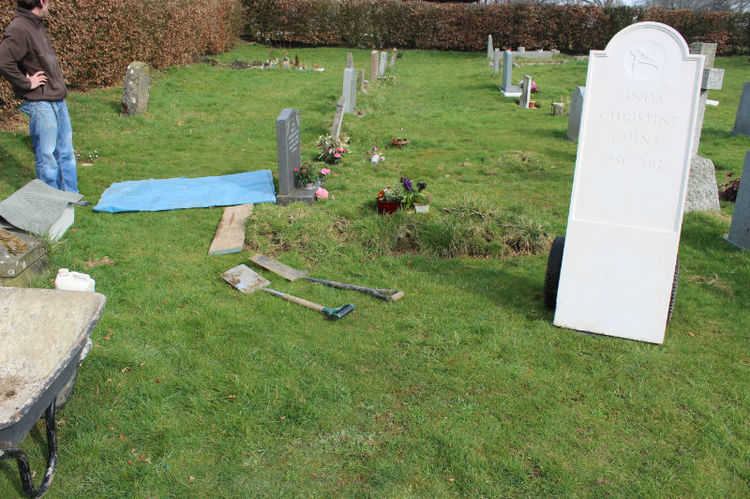 gravestone before going into ground