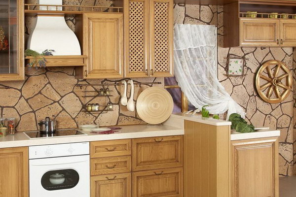 Пробковые покрытия для стен на кухне в интерьере
