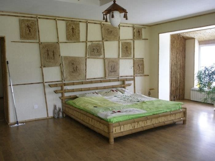 шторы с бамбуком в стиле спальни