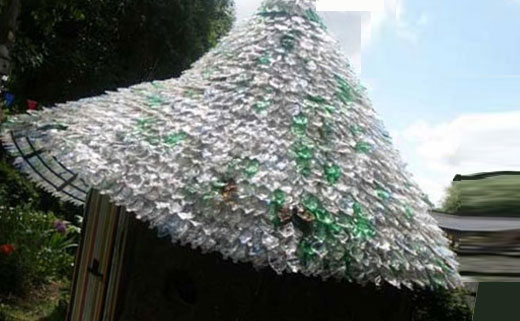 крыша беседки из пластиковых бутылок 