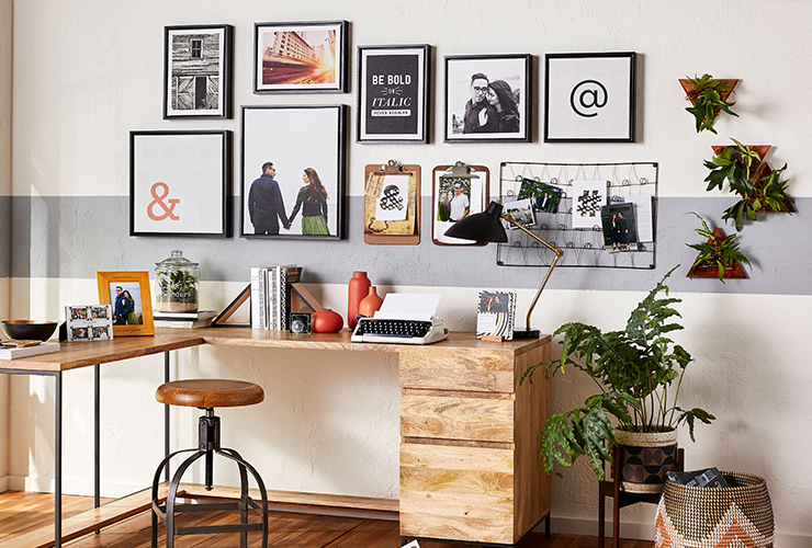 Gallery wall above desk